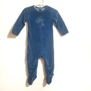 4for20 Blue velour footie 12m